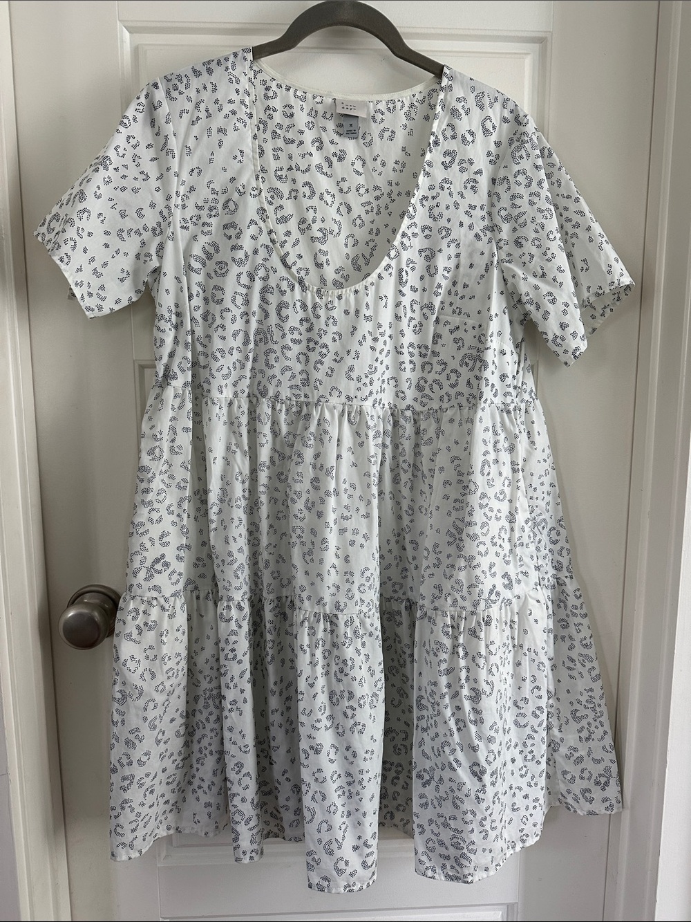 a new day White Mini Dress with Gray Leopard Spots
